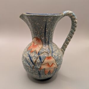 Artistic Blue and Cream Ceramic Pitcher